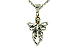 Small Silver Guardian Angel Necklace with Gem