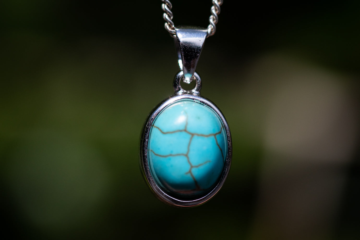 Natural Turquoise Pendant with Infused Cremation Ash Memorial