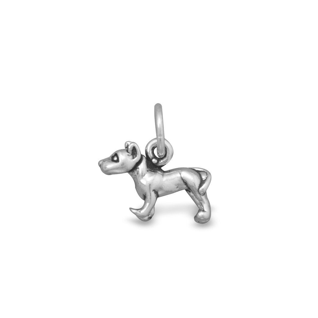 Sterling silver American Staffordshire Terrier charm with loop for bracelet or necklace.