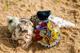 Atlantic Coral Reef Glass Pendant with Cremation Ash