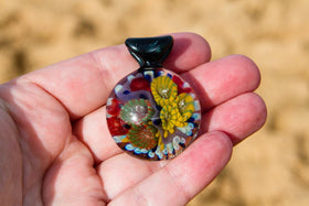 Atlantic Coral Reef Glass Pendant with Infused Cremation Ash