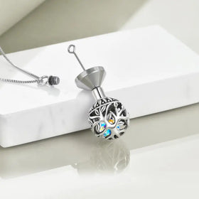 Crystal and Silver Ball Cremation Necklace