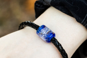 barrel braclet for cremation ash in blue