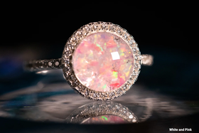 Bedazzled Circle Opal Cremation Ring