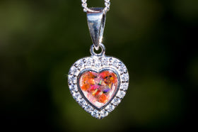 bedazzled heart pendant with ash