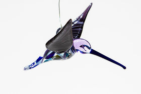 Blue and Purple Glass Hummingbird with Infused Ash