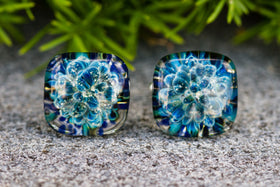 Blue Moon Cufflinks with Infused Cremation Ash