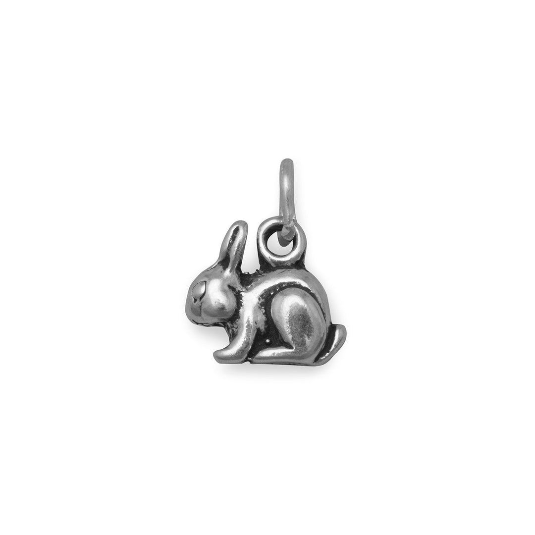 Sterling silver bunny rabbit charm with loop for bracelet or necklace