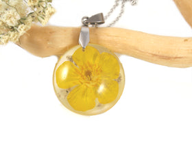 Yellow Buttercup Pendant with Infused Ashes