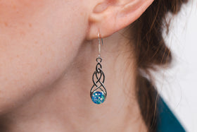 celtic earrings with cremation ash