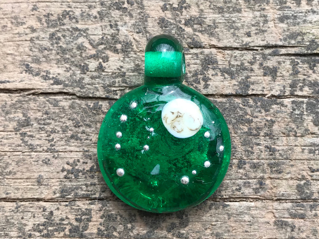 moon and glactic stars pendant with  cremation ashes