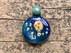 moon and glactic stars pendant with  cremation ashes