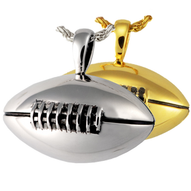 Silver Football Keepsake Pendant Urn for Cremains Memorial Glass Jewelry