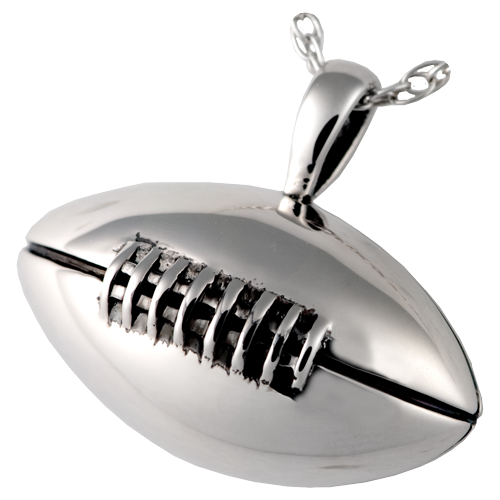 Silver Football Keepsake Pendant Urn for Cremains Memorial Glass