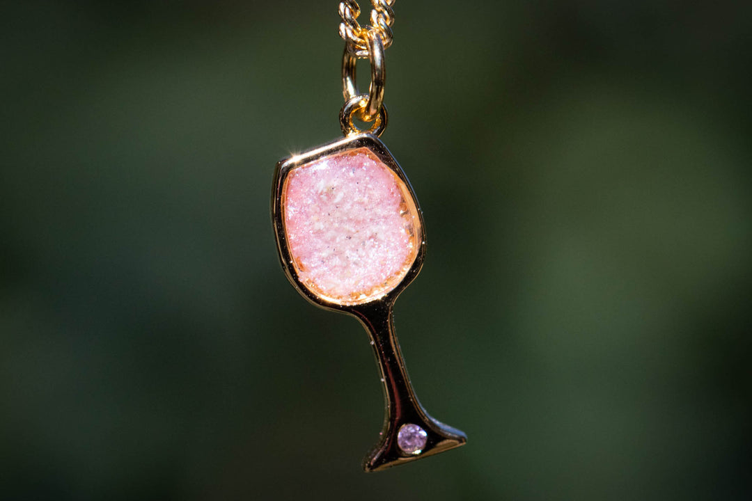 wine charm with cremation ash