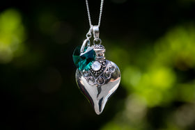 Birthstone Cremation Necklace Heart Urns