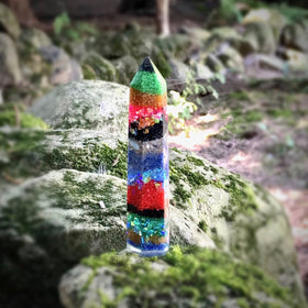 Crystal Resin Obelisk Wand with Cremains