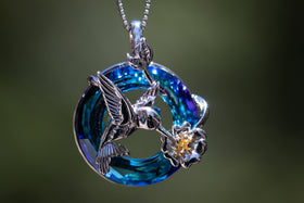 hummingbird crystal pendant front