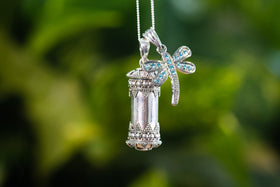 Cremation Necklace Keepsake Cylinder Dragonfly Urn