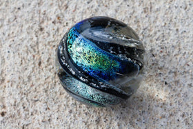 Dichroic Glass Twist Marble with Infused Cremation Ash