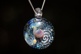 cremation necklace dichroic planet pendant