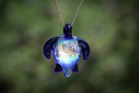 dichroic turtle with cremation ash