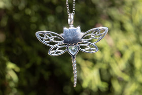 Crystal and Silver Dragonfly Cremation Necklace