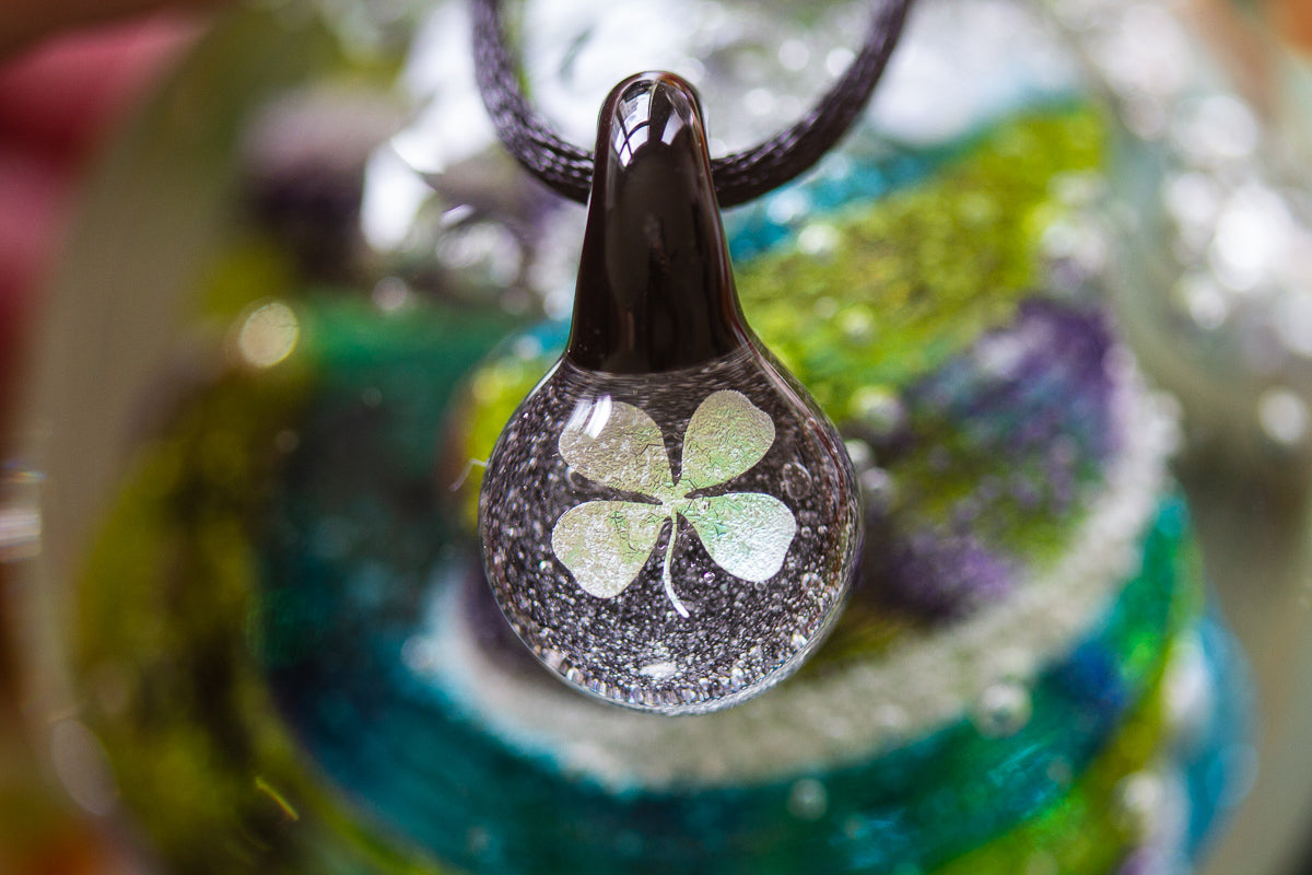 Four Leaf Clover Glass Pendant