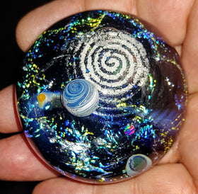 galaxy paperweight with cremation ash