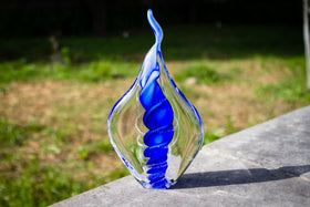 Giant Memorial Glass Flame with Cremation Ashes - 12
