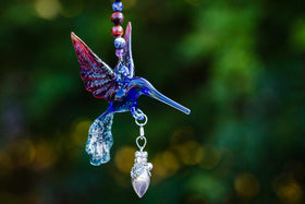 Blue and Red Hummingbird with Keepsake Vial