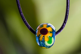 Glass Sunflower Bead with Infused Cremains