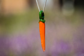 Glass Carrot Pendant with Cremation Ash