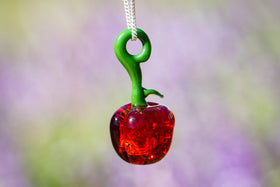 Glass Cherry Pendant with Cremation Ash