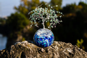 Snowy Mountain Top Tree of Life with Aventurine Beading  - TREE ONLY