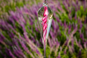 glass dewdrop with cremation ash