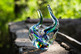 blue multi glass flame with cremation ash