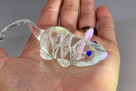 glass mouse with cremation ash