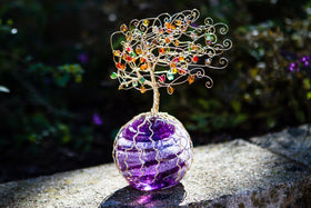 Golden Sparkle Tree of Life Ashes in Glass 