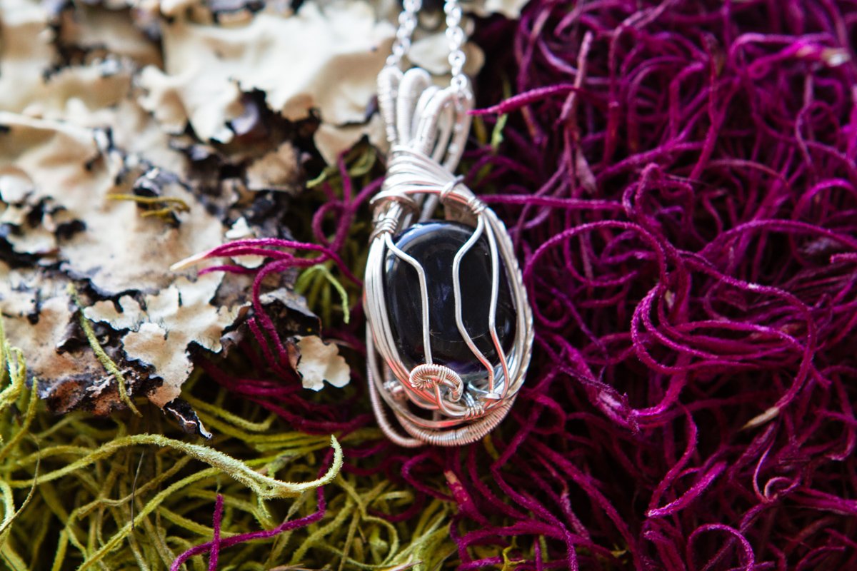 Cremation Jewelry - Gramercy Sterling Silver Wire Wrapped Dichroic