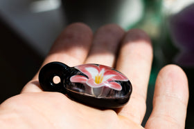 Stargazer Lily Flower Pendant with Infused Cremains
