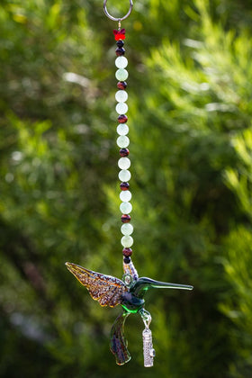 Green and Tan Hummingbird with Keepsake Urn