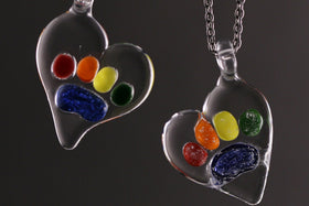 Rainbow Bridge Pawprint Pendant with Infused Cremation Ash