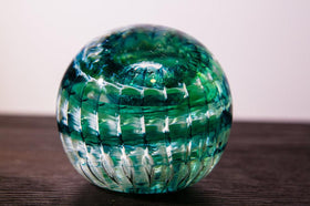 Illuminated Ocean Ripple Paperweight with Ash