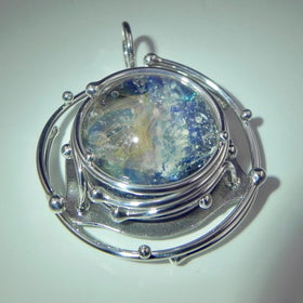 Caged Glass Galaxy Pendant - Unique Cremation Jewelry with Cremation Ash in Glass