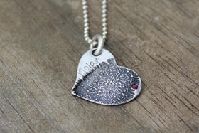 inscribed heart pendant with fingerprint