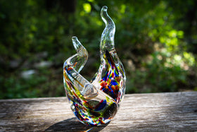 glass flame with cremation ash