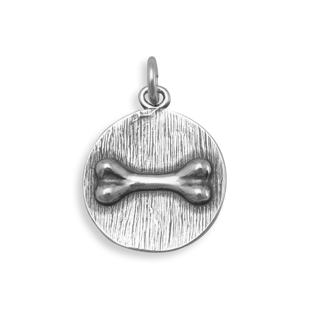 Oxidized sterling silver dog bone disc charm for bracelets or necklaces