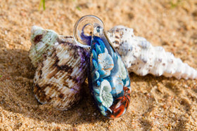 Pacific Coral Reef Glass Pendant with Infused Cremation Ash