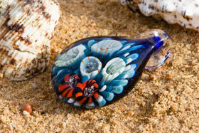 Pacific Coral Reef Glass Pendant with Infused Cremation Ash
